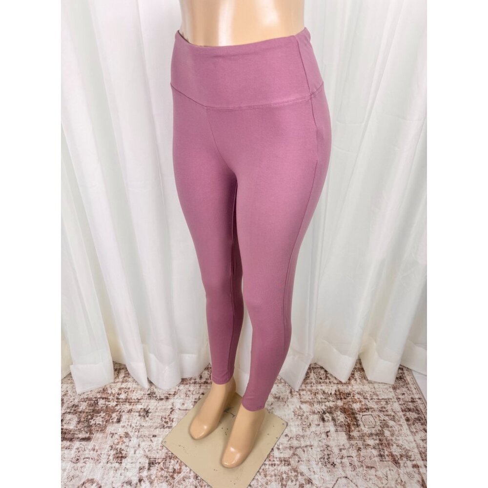 Zenana Wide Waistband Full Length Active Loungewear Leggings Dusty Pink - Picture 3 of 8